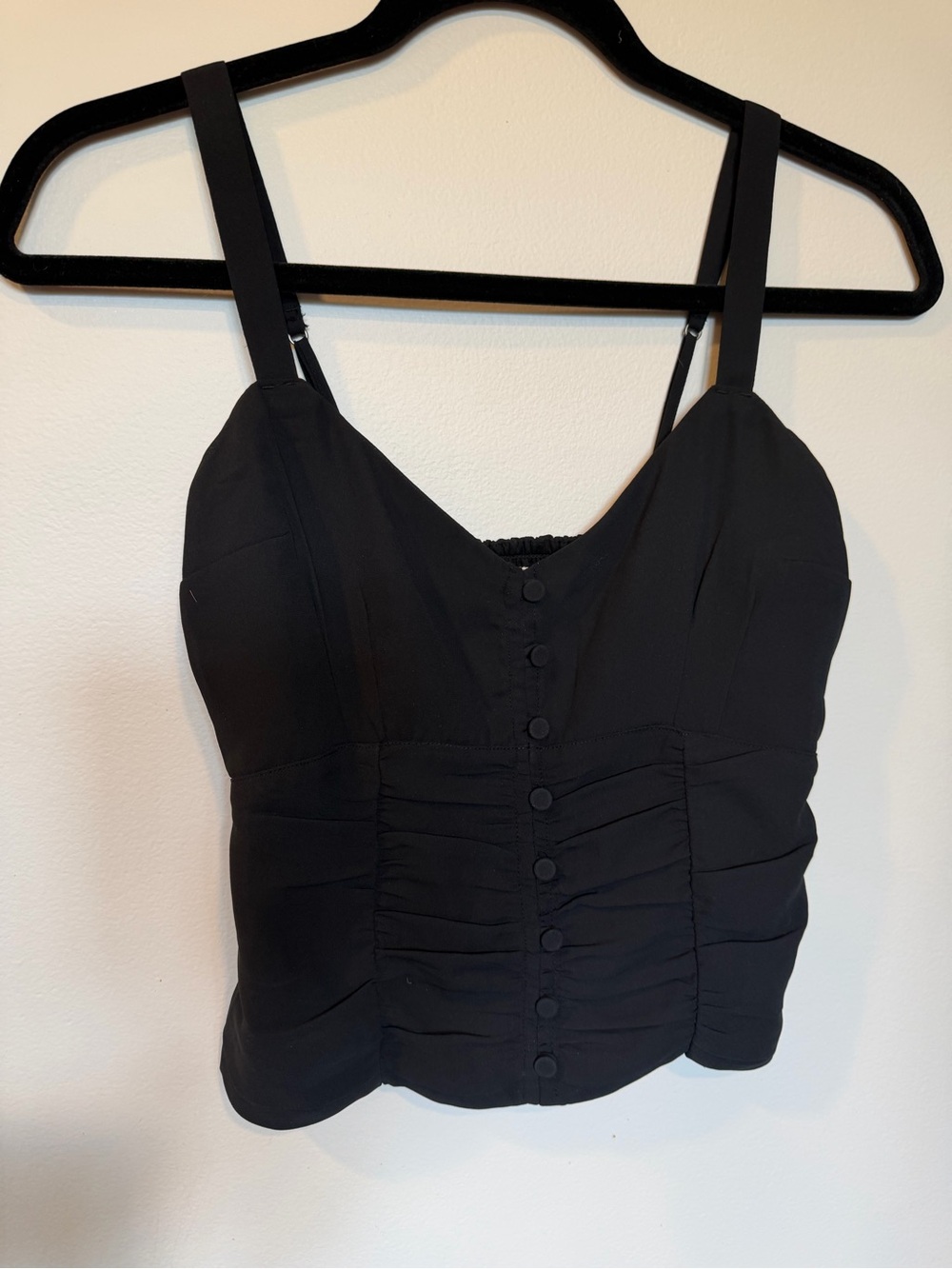 Brand New Abercrombie & Fitch Black Ruched Button Front Women's Tank Top